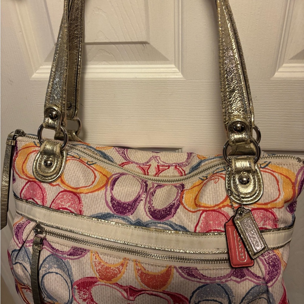 Coach Poppy 2011 (19023) Dream Signature C Large Colorful Metallic Tote in EUC - Picture 2 of 14